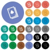 Card game multi colored flat icons on round backgrounds. Included white, light and dark icon variations for hover and active status effects, and bonus shades on black backgounds. - Card game round flat multi colored icons