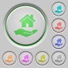 Home insurance push buttons - Home insurance color icons on sunk push buttons