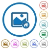Default image flat color vector icons with shadows in round outlines on white background - Default image icons with shadows and outlines