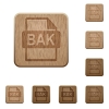 BAK file format wooden buttons - BAK file format on rounded square carved wooden button styles