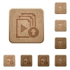 Move up playlist item wooden buttons - Move up playlist item on rounded square carved wooden button styles