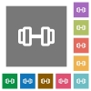 Barbell square flat icons - Barbell flat icons on simple color square backgrounds