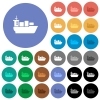 Sea transport round flat multi colored icons - Sea transport multi colored flat icons on round backgrounds. Included white, light and dark icon variations for hover and active status effects, and bonus shades on black backgounds.