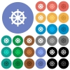 Steering wheel multi colored flat icons on round backgrounds. Included white, light and dark icon variations for hover and active status effects, and bonus shades on black backgounds. - Steering wheel round flat multi colored icons