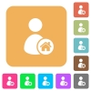 User home flat icons on rounded square vivid color backgrounds. - User home rounded square flat icons