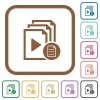 Playlist properties simple icons in color rounded square frames on white background - Playlist properties simple icons