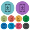 Mobile upload darker flat icons on color round background - Mobile upload color darker flat icons