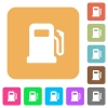 Gas station flat icons on rounded square vivid color backgrounds. - Gas station rounded square flat icons