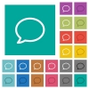 Empty comment bubble multi colored flat icons on plain square backgrounds. Included white and darker icon variations for hover or active effects. - Empty comment bubble square flat multi colored icons