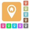 Home address GPS map location rounded square flat icons - Home address GPS map location flat icons on rounded square vivid color backgrounds.