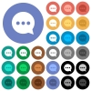 Working chat multi colored flat icons on round backgrounds. Included white, light and dark icon variations for hover and active status effects, and bonus shades on black backgounds. - Working chat round flat multi colored icons