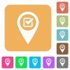 Checkpoint GPS map location flat icons on rounded square vivid color backgrounds. - Checkpoint GPS map location rounded square flat icons
