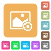 Image settings flat icons on rounded square vivid color backgrounds. - Image settings rounded square flat icons