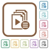 Playlist options simple icons in color rounded square frames on white background - Playlist options simple icons