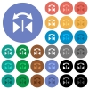 Horizontal flip round flat multi colored icons - Horizontal flip multi colored flat icons on round backgrounds. Included white, light and dark icon variations for hover and active status effects, and bonus shades on black backgounds.