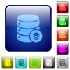 Database layers icons in rounded square color glossy button set - Database layers color square buttons