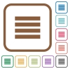 Text align justify simple icons - Text align justify simple icons in color rounded square frames on white background