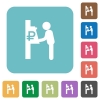 Ruble cash machine white flat icons on color rounded square backgrounds - Ruble cash machine rounded square flat icons