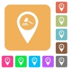 Court house GPS map location rounded square flat icons - Court house GPS map location flat icons on rounded square vivid color backgrounds.