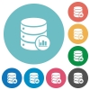 Database statistics flat round icons - Database statistics flat white icons on round color backgrounds