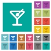 Cocktail square flat multi colored icons - Cocktail multi colored flat icons on plain square backgrounds. Included white and darker icon variations for hover or active effects.