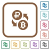 Ruble Bitcoin money exchange simple icons - Ruble Bitcoin money exchange simple icons in color rounded square frames on white background