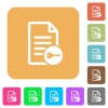 Secure document flat icons on rounded square vivid color backgrounds. - Secure document rounded square flat icons