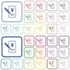 Signing Yen cheque color flat icons in rounded square frames. Thin and thick versions included. - Signing Yen cheque outlined flat color icons