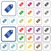 New Shekel price label outlined flat color icons - New Shekel price label color flat icons in rounded square frames. Thin and thick versions included.