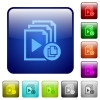 Copy playlist color square buttons - Copy playlist icons in rounded square color glossy button set