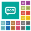 Working chat square flat multi colored icons - Working chat multi colored flat icons on plain square backgrounds. Included white and darker icon variations for hover or active effects.