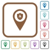 Fire station GPS map location simple icons in color rounded square frames on white background - Fire station GPS map location simple icons