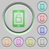 Smartphone unlock push buttons - Smartphone unlock color icons on sunk push buttons