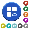 Cloud component round color beveled buttons with smooth surfaces and flat white icons - Cloud component beveled buttons