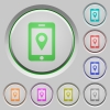 Mobile navigation color icons on sunk push buttons - Mobile navigation push buttons