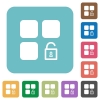 Unlock component white flat icons on color rounded square backgrounds - Unlock component rounded square flat icons