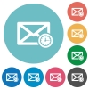 Queued mail flat round icons - Queued mail flat white icons on round color backgrounds