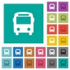 Bus multi colored flat icons on plain square backgrounds. Included white and darker icon variations for hover or active effects. - Bus square flat multi colored icons