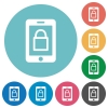 Smartphone lock flat round icons - Smartphone lock flat white icons on round color backgrounds