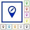 Rename GPS map location flat framed icons - Rename GPS map location flat color icons in square frames on white background