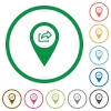 Export GPS map location flat icons with outlines - Export GPS map location flat color icons in round outlines on white background