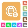 Online Bitcoin payment flat icons on rounded square vivid color backgrounds. - Online Bitcoin payment rounded square flat icons