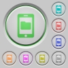 Smartphone data storage color icons on sunk push buttons - Smartphone data storage push buttons