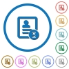 Contact processing flat color vector icons with shadows in round outlines on white background - Contact processing icons with shadows and outlines