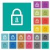 Locked padlock square flat multi colored icons - Locked padlock multi colored flat icons on plain square backgrounds. Included white and darker icon variations for hover or active effects.