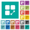 Extend component square flat multi colored icons - Extend component multi colored flat icons on plain square backgrounds. Included white and darker icon variations for hover or active effects.