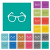 Eyeglasses square flat multi colored icons - Eyeglasses multi colored flat icons on plain square backgrounds. Included white and darker icon variations for hover or active effects.