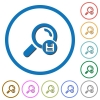 Save search results flat color vector icons with shadows in round outlines on white background - Save search results icons with shadows and outlines