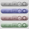 Control element icons on horizontal menu bars - Control element icons on rounded horizontal menu bars in different colors and button styles