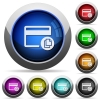 Credit card transaction templates round glossy buttons - Credit card transaction templates icons in round glossy buttons with steel frames
